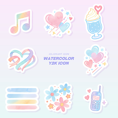 모양 식물 기호 음악 컨셉 무늬 디저트 파일형식 디자인 스타일 손그림 하트 음표 꽃 아이스크림 컬러 백그라운드 세트 Y2K 패턴 그래픽 PSD 수채화 오브젝트 일러스트 국내일러스트