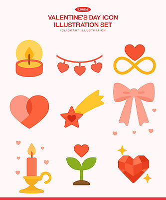 디자인 기념일 꽃 별 리본 일러스트 초 화이트데이 조명 발렌타인데이 사랑 그래픽 장식 로맨틱 하트 축하 심볼 국내일러스트 AI파일 자연요소 모양 식물 감정 컨셉 데이이벤트 이벤트 파일형식 벡터