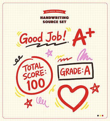 교육 문구용품 성적 교육용품 점수 파일형식 벡터 손글씨 연습 에이플러스 컬러 그림 학습 칭찬 학습도구 창의성 평가 학생 문서 자료 디자인 수업 필기구 AI파일 일러스트 국내일러스트 손그림 채점