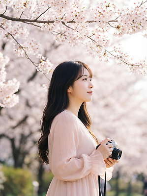 JPG 나무 편집이미지 공원 여자 꽃 생각 자연 사람 일상 카메라 봄 벚꽃 화사함 봄소풍 편집실사 AI인물포토 AI콘텐츠 식물 계절 공공시설 컨셉 라이프 전자제품 소풍 CG 생태계 파일형식 AI포토