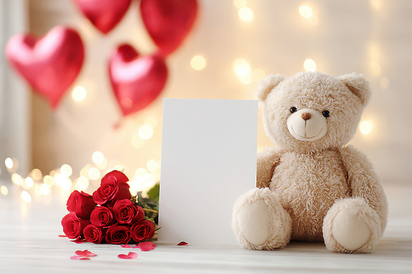 JPG 편집이미지 기념일 꽃 감정 선물 사랑 장식 장미 곰인형 로맨틱 하트 풍선 이미지편집 AI컴퓨터그래픽 AI콘텐츠 모양 식물 인형 컨셉 이벤트 파일형식