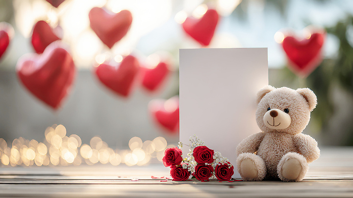 JPG 편집이미지 기념일 행복 조명 선물 사랑 이벤트 장식 장미 곰인형 분위기 편지 나무바닥 하트풍선 이미지편집 AI컴퓨터그래픽 AI콘텐츠 꽃 감정 인형 컨셉 바닥 하트 풍선 파일형식