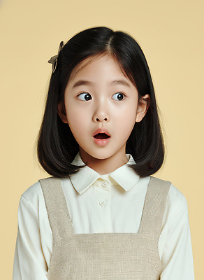 JPG 편집이미지 헤어스타일 옷 감정 얼굴 어린이 백그라운드 표정 소녀 소년 노란색 카메라 놀람 단정 순간 의료성형뷰티 편집실사 AI인물포토 AI콘텐츠 여자 남자 컬러 컨셉 사람 신체부위 전자제품 CG 파일형식 AI포토