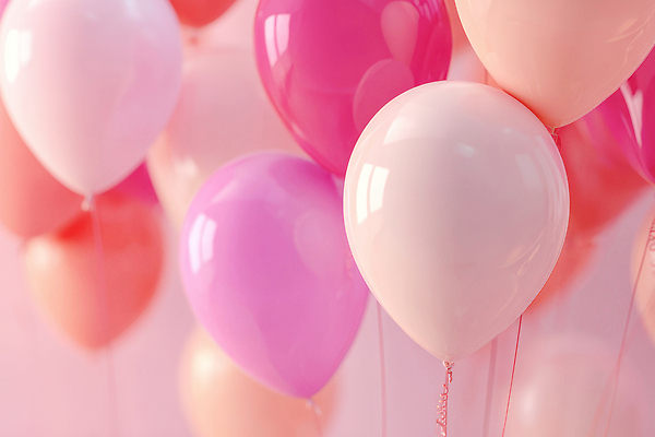 JPG 편집이미지 분홍색 컬러 선물 이벤트 장식 빨간색 파티 축제 모임 흰색 생일 즐거움 풍선 헬륨 이미지편집 AI컴퓨터그래픽 AI콘텐츠 기념일 감정 원소 파일형식