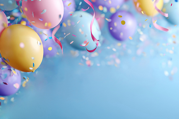 JPG 편집이미지 기념일 행복 컬러 장식 파란색 파티 축제 축하 생일 분위기 즐거움 꽃가루 풍선 색종이 이미지편집 AI컴퓨터그래픽 AI콘텐츠 감정 종이 컨셉 이벤트 가루 파일형식