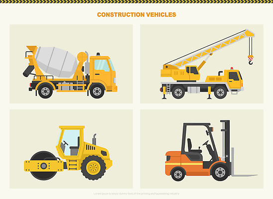 길 육상교통 교통시설 모션 건설업 중장비 파일형식 벡터 지게차 굴착기 건축 기계 작업 자동차 산업 안전 환경 툴 장비 기술 운전 기능 조작 도로 일러스트 국내일러스트 AI파일 건설현장