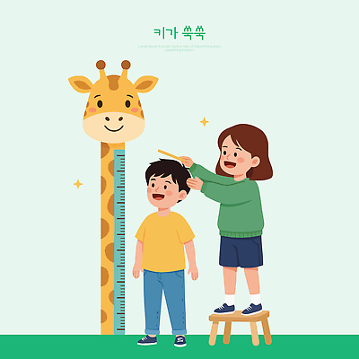 감정 컨셉 포유류 관계 표정 사람 내부 신체부위 측정 키_신체 파일형식 벡터 어린이 기린 친구 머리 발판 실내 모션 웃음 키재기 놀이 즐거움 상상 귀여움 인형 동물 장난감 캐릭터 교육 일러스트 국내일러스트 AI파일