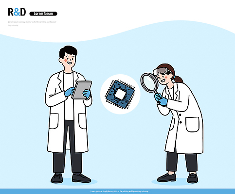 직업 과학 컨셉 모션 실험 사람 전자제품 스마트기기 메모리칩 회로판 개발 학자 파일형식 벡터 과학자 반도체 태블릿 연구실 자료 관찰 기술 분석 실험실 남자 여자 마이크로칩 전자회로 일러스트 국내일러스트 AI파일 연구원 연구복 연구개발