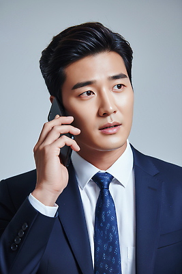 JPG 편집이미지 남자 얼굴 백그라운드 비즈니스 넥타이 표정 대화 정장 비즈니스맨 모던 통화 단순화된 의사소통 의료성형뷰티 편집실사 AI인물포토 AI콘텐츠 잡화 옷 모션 말하기 사람 신체부위 직장인 CG 파일형식 AI포토