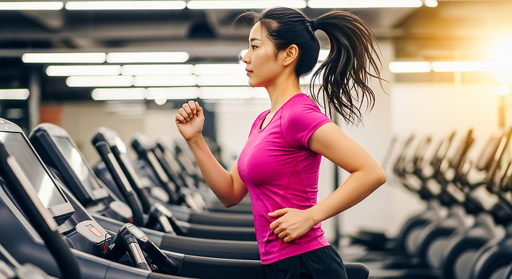 JPG 편집이미지 여자 다이어트 건강 운동복 달리기 운동 헬스 헬스장 연습 런닝머신 스트레스해소 의료성형뷰티 편집실사 AI인물포토 AI콘텐츠 옷 모션 사람 운동기구 CG 파일형식 AI포토