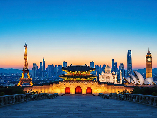 JPG 편집이미지 문화 여행 하늘 조명 서울 풍경 건물 도시 역사 저녁 경복궁 파리 시드니 타지마할 랜드마크 이미지편집 AI컴퓨터그래픽 AI콘텐츠 건축물 한국 궁전 세계문화유산 호주 인도 야간 파일형식