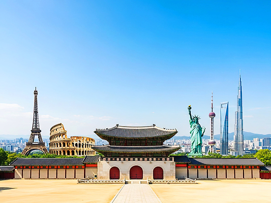 JPG 편집이미지 건축물 문화 여행 자연 하늘 서울 관광지 도시풍경 궁전 세계문화유산 역사 에펠탑 경복궁 자유의여신상 콜로세움 랜드마크 이미지편집 AI컴퓨터그래픽 AI콘텐츠 건축 고건축 한국 풍경 미국 문화재 도시 로마 생태계 파리 파일형식