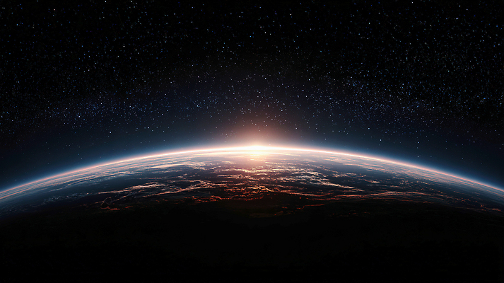 JPG 편집이미지 별 지구 곡선 자연 하늘 빛 태양 우주 새벽 광선 우주선 항공 지평선 은하수 수평선 이미지편집 AI컴퓨터그래픽 AI콘텐츠 자연요소 선 생태계 파일형식