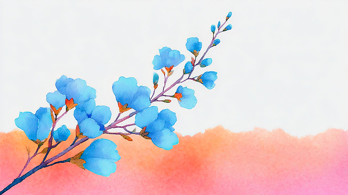 JPG 식물 디자인 꽃 예술 분홍색 백그라운드 패턴 일러스트 자연 수채화 장식 파란색 표현 그림 이미지 조화 색감 국내일러스트 AI일러스트 AI콘텐츠 컬러 무늬 생태계 파일형식