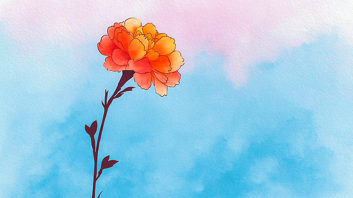 JPG 식물 디자인 꽃 예술 줄기 컬러 백그라운드 잎 일러스트 자연 하늘 생명 수채화 노란색 주황색 그림 창의성 국내일러스트 AI일러스트 AI콘텐츠 생태계 파일형식