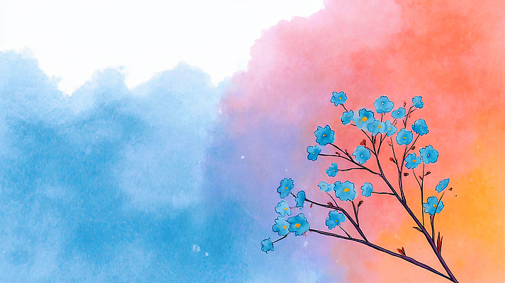 JPG 식물 디자인 꽃 감정 예술 컬러 백그라운드 일러스트 자연 생명 수채화 창조 나뭇가지 표현 색칠 그림 자연물 국내일러스트 AI일러스트 AI콘텐츠 나무 생태계 파일형식