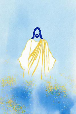 JPG 기독교 종교 예술 상징 백그라운드 일러스트 미술 파란색 성경 금색 표현 예수 가루 묘사 그림 단순화된 성격 창작 스타일 국내일러스트 AI일러스트 AI콘텐츠 컬러 종교용품 문화예술 신_종교 파일형식