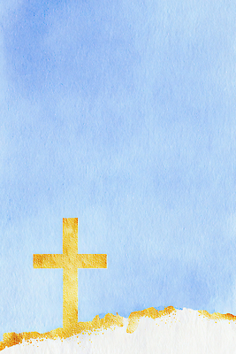 JPG 모양 디자인 기독교 종교 문화 예술 상징 컬러 백그라운드 십자가 일러스트 하늘 그림자 풍경 믿음 금색 그림 단순화된 영감 평면 국내일러스트 AI일러스트 AI콘텐츠 감정 파일형식