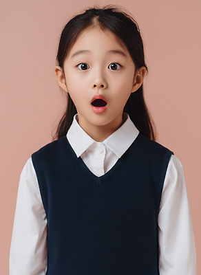 JPG 편집이미지 감정 교복 어린이 백그라운드 셔츠 표정 초등학교 사람 소녀 촬영 놀람 아기 조끼 반응 순간 의료성형뷰티 편집실사 AI인물포토 AI콘텐츠 옷 여자 상의 학교 외투 CG 파일형식 AI포토