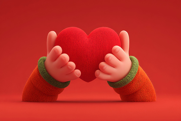 JPG 편집이미지 캐릭터 손 디자인 감정 백그라운드 따뜻함 사랑 그래픽 장식 빨간색 하트 표현 오브젝트 장면 아이템 편집3D AI컴퓨터그래픽 AI콘텐츠 모양 컬러 신체부위 3D 파일형식