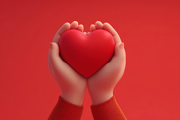 JPG 편집이미지 손 감정 문화 백그라운드 포옹 따뜻함 사랑 사람 빨간색 기쁨 하트 표현 분위기 심볼 감싸기 편집3D AI컴퓨터그래픽 AI콘텐츠 모양 컬러 컨셉 안기 모션 신체부위 3D 파일형식