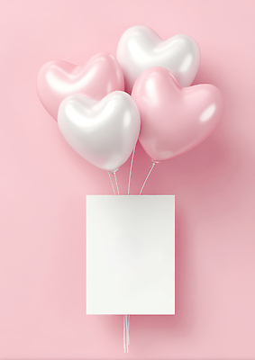 JPG 편집이미지 기념일 분홍색 백그라운드 크리스마스 발렌타인데이 선물 사랑 이벤트 장식 파티 축제 흰색 하트 생일 풍선 이미지편집 AI컴퓨터그래픽 AI콘텐츠 모양 감정 컬러 데이이벤트 파일형식