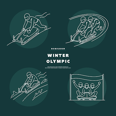 자연요소 선 스포츠 올림픽 컨셉 겨울스포츠 건강 보호장비 파일형식 벡터 봅슬레이 경쟁 운동선수 트랙 협력 결과 스릴 운동 얼음 연습 디테일 기술 장비 헬멧 국내일러스트 AI파일 일러스트 라인아트 동계올림픽