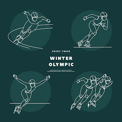자연요소 선 스포츠 올림픽 컨셉 유니폼 스포츠시설 겨울스포츠 스케이팅 보호장비 파일형식 벡터 쇼트트랙 운동선수 경기 얼음 속도 트랙 경쟁 협력 연습 경기장 모션 기술 경기복 헬멧 코너 국내일러스트 AI파일 일러스트 라인아트 동계올림픽