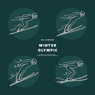 선 스포츠 올림픽 컨셉 모션 스키 겨울스포츠 건강 이벤트 파일형식 벡터 스키점프 점프 경기 운동선수 운동 활강 기록 연습 대회 공연 스키장 응원 에너지 진행 협력 경쟁 국내일러스트 AI파일 일러스트 라인아트 동계올림픽