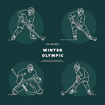 선 스포츠 올림픽 컨셉 스포츠시설 모션 겨울스포츠 운동선수 하키 하키용품 파일형식 벡터 아이스하키 경계 막대기 퍽 협력 경기 연습 공격 수비 골키퍼 경기장 경쟁 목표 기술 국내일러스트 AI파일 일러스트 라인아트 동계올림픽