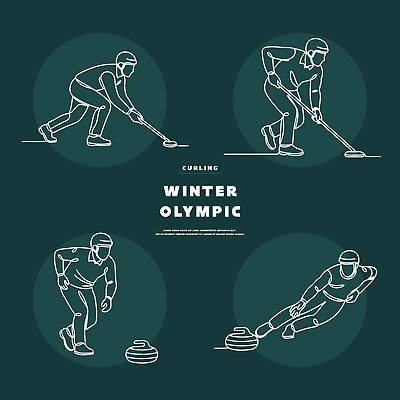 자연요소 계절 선 스포츠 올림픽 컨셉 스포츠시설 겨울스포츠 사람 파일형식 벡터 컬링 운동선수 경기 얼음 돌_바위 협력 남자 연습 경쟁 포즈 경기장 겨울 모션 국내일러스트 AI파일 일러스트 라인아트 동계올림픽