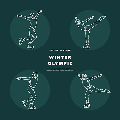 선 스포츠용품 스포츠 올림픽 컨셉 모션 건강 이벤트 스케이팅 파일형식 벡터 피겨스케이팅 도안 운동선수 기술 포즈 스케이트 운동 대회 겨울스포츠 경기 협력 그룹 공연 챔피언 경쟁 점프 국내일러스트 AI파일 일러스트 라인아트 동계올림픽