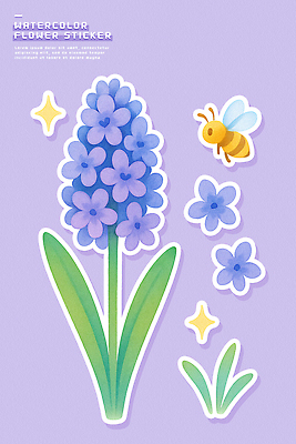 식물 꽃 컬러 보라색 공예 생태계 파일형식 스티커 연보라색 자연 디자인 장식 그림 취미 오브젝트 수공예 꽃밭 창의성 재료 일러스트 국내일러스트 PSD 수채화