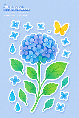 식물 컬러 곤충 생태계 파일형식 스티커 수채화 꽃 백그라운드 디자인 나비 보라색 파란색 물방울 자연 그림 꾸미기 장식 예술 그래픽 오브젝트 일러스트 국내일러스트 PSD