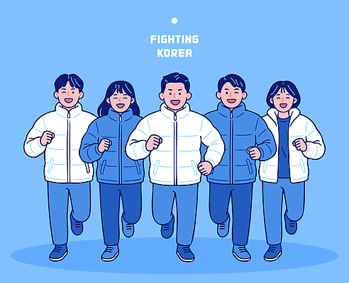 감정 아시아 스포츠 다수 올림픽 컨셉 관계 모션 운동선수 사람 파일형식 벡터 한국 달리기 응원 친구 그룹 옷 즐거움 협력 여러명 만남 조화 역할 힘 건강 국내일러스트 동계올림픽 AI파일 일러스트 파이팅 국가대표