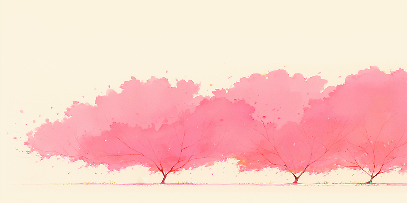 JPG 모양 나무 꽃 예술 분홍색 컬러 백그라운드 잎 일러스트 자연 생명 수채화 풍경 여름 봄 벚나무 그림 일렬 뷰티풀 국내일러스트 AI일러스트 AI콘텐츠 식물 계절 벚꽃 생태계 파일형식