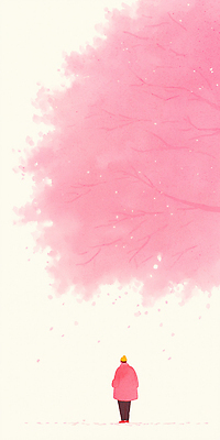 JPG 나무 꽃 분홍색 컬러 백그라운드 일러스트 자연 바람 나뭇잎 사람 풍경 야외 햇빛 고요 봄 산책 벚꽃 만개 국내일러스트 AI일러스트 AI콘텐츠 자연요소 식물 계절 잎 날씨 휴식 태양 생태계 파일형식