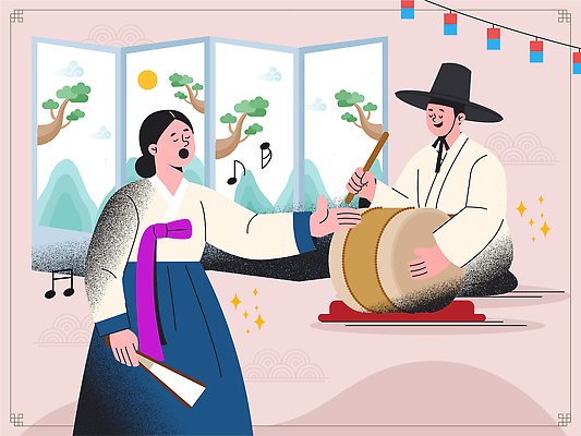 나무 전통 옷 여자 남자 감정 문화 예술 음악 백그라운드 일러스트 노래 산 한국 국악기 대화 사람 소리 공연 무대 북 국내일러스트 AI파일 식물 아시아 악기 문화예술 타악기 국악 말하기 이벤트 파일형식 벡터