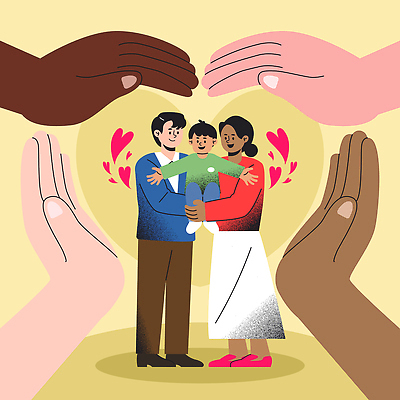 손 행복 감정 어린이 일러스트 가족 관계 포옹 따뜻함 사랑 부모 다양 표현 보호 소중 그림 심리 소통 공동체 연대 국내일러스트 AI파일 다수 컨셉 안기 사람 신체부위 파일형식 벡터