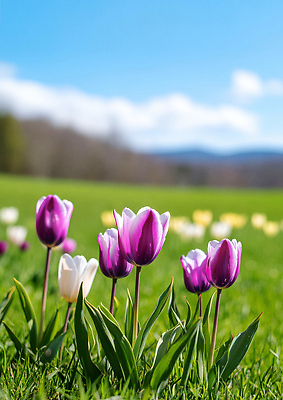 JPG 편집이미지 꽃 여유 컬러 자연 하늘 거리 사람 풍경 잔디 초원 초록색 봄 감상 튤립 편집실사 AI포토 AI콘텐츠 식물 계절 감정 CG 생태계 파일형식