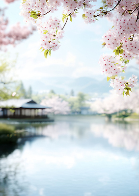 JPG 나무 편집이미지 꽃잎 호수 백그라운드 자연 산 풍경 봄 벚꽃 연못 수면 떨어짐 만개 차분 편집실사 AI포토 AI콘텐츠 식물 계절 꽃 컨셉 물 CG 생태계 파일형식