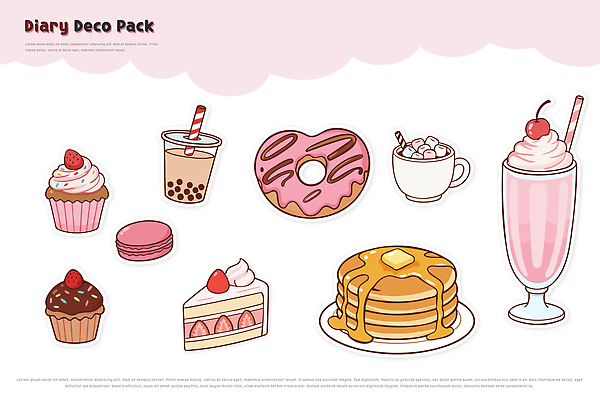 음료 음식 디저트 이벤트 케이크 상점 사무용품 신조어 쉐이크 약어 파일형식 벡터 장식 컵케이크 도넛 팬케이크 마카롱 아이스크림 커피 밀크쉐이크 사탕 빵집 그래픽 다이어리 스티커 파티 일러스트 국내일러스트 AI파일 다꾸