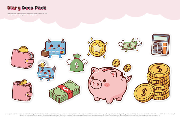 돈 모션 문구용품 경제 사무용품 장비 저축 재산 신조어 약어 파일형식 벡터 저금통 동전 지갑 재정 관리 금융 저장 계산기 바코드 세금 거래 수입 소비 통화 일러스트 국내일러스트 AI파일 다꾸 스티커 다이어리