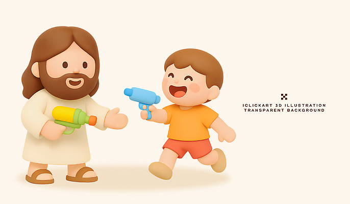 PSD 편집이미지 기독교 어린이 모션 놀이 웃음 소년 친구 장난감 게임 예수 아빠 놀이터 즐거움 여름성경학교 물총 편집3D 남자 감정 종교 가족 관계 표정 사람 3D 신_종교 성경학교 파일형식 여름_계절