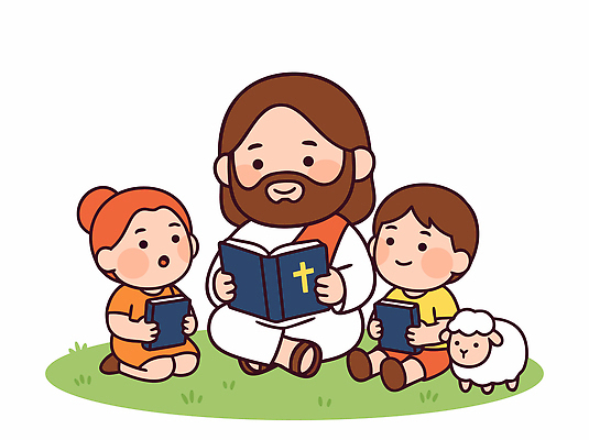 식물 교육 감정 종교 종교용품 포유류 관계 말하기 사람 신_종교 파일형식 벡터 예수 어린이 책 성경 독서 이야기 친구 양 잔디 놀이 가족 대화 시간 행복 학습 일러스트 국내일러스트 AI파일 천주교 기독교