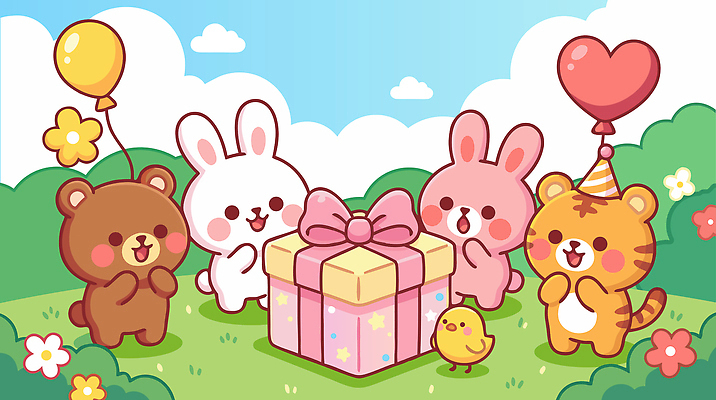 식물 동물 기념일 감정 컨셉 포유류 관계 놀이 이벤트 반려동물 생태계 파일형식 벡터 곰 토끼 호랑이 캐릭터 선물 생일 기쁨 파티 행복 친구 모임 축하 귀여움 놀이터 컬러 꽃 자연 일러스트 국내일러스트 AI파일