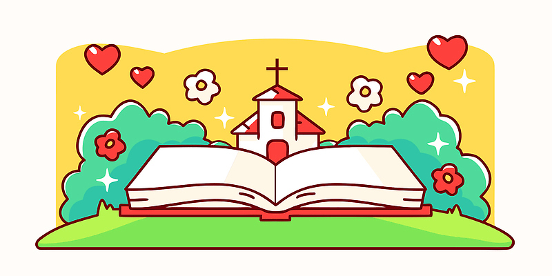 모양 식물 공공시설 감정 종교 종교용품 종교건축 건물 생태계 파일형식 벡터 교회 책 꽃 하트 행복 따뜻함 자연 정원 사랑 풍경 컬러 공원 그래픽 디자인 상징 AI파일 일러스트 국내일러스트 배너 기독교 성경