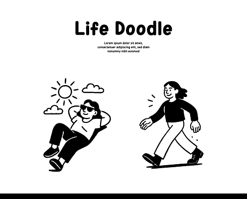 감정 여유 포즈 일러스트 모션 거리 아이디어 사람 일상 라이프 눕기 햇빛 걷기 표현 그림 이미지 생동감 국내일러스트 AI파일 컨셉 생활 태양 파일형식 벡터