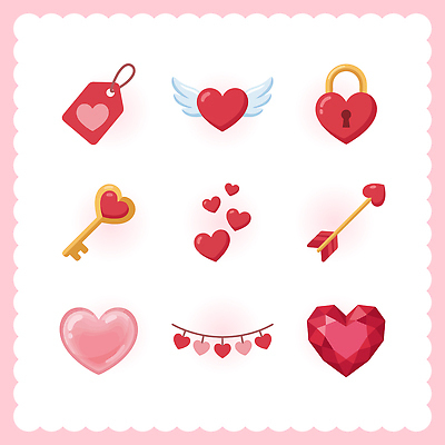 모양 디자인 감정 컬러 백그라운드 일러스트 열쇠 화살 자물쇠 서양음식 발렌타인데이 사랑 장식 하트 메시지 심볼 그림 테마 국내일러스트 AI파일 음식 데이이벤트 파일형식 벡터