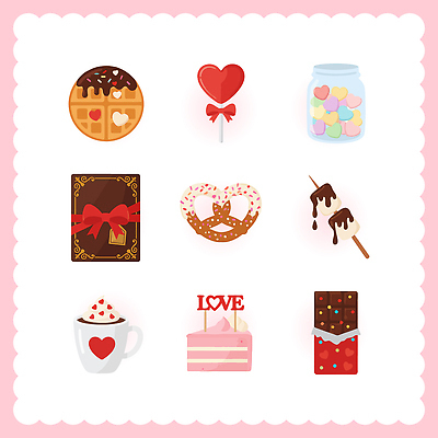 디자인 음식 컬러 패턴 일러스트 디저트 발렌타인데이 사탕 선물 케이크 초콜릿 하트 달콤 먹기 즐거움 와플 테마 맛있는 국내일러스트 AI파일 모양 감정 무늬 모션 데이이벤트 맛 파일형식 벡터